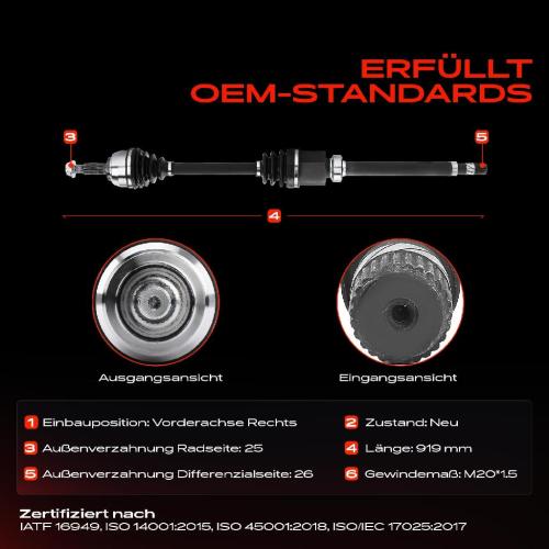 1x Antriebswelle Vorderachse Rechts für Renault Captur I H5 J5 1.2L Bj ab 2014 Bild 1x Antriebswelle Vorderachse Rechts für Renault Captur I H5 J5 1.2L Bj ab 2014