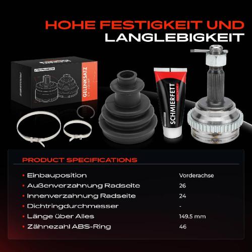 1x Antriebswelle Gelenksatz Vorderachse für Chrysler PT Cruiser 2.2L 2002-2010 Bild 1x Antriebswelle Gelenksatz Vorderachse für Chrysler PT Cruiser 2.2L 2002-2010