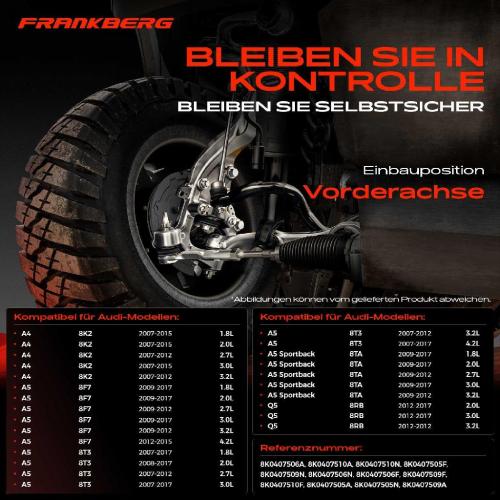 1x Querlenker Satz Vorderachse für Audi A4 Avant A5 Cabriolet Sportback Q5 2.7L 3.0L 3.2L 4.2L 2007-2017 Bild 1x Querlenker Satz Vorderachse für Audi A4 Avant A5 Cabriolet Sportback Q5 2.7L 3.0L 3.2L 4.2L 2007-2017