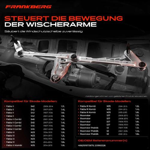 1x Wischergestänge Scheibenwischeraufnahme Vorne Rechts für Skoda Fabia II III Combi 542 545 Bild 1x Wischergestänge Scheibenwischeraufnahme Vorne Rechts für Skoda Fabia II III Combi 542 545