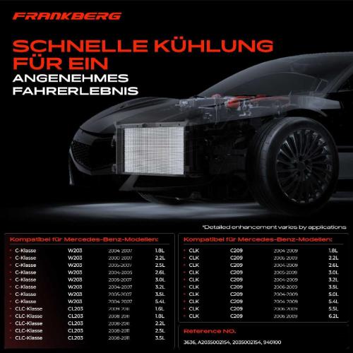 Frankberg 1x Kondensator Klimaanlage für Mercedes-Benz C-Klasse W203 CL203 S203 CLK C209 A209 Bild Frankberg 1x Kondensator Klimaanlage für Mercedes-Benz C-Klasse W203 CL203 S203 CLK C209 A209