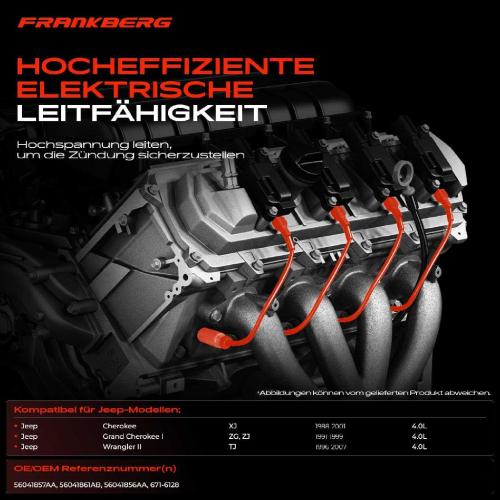7x Zündleitungssatz Zündkabel für Jeep Cherokee XJ Grand Wrangler II TJ 4.0L Bild 7x Zündleitungssatz Zündkabel für Jeep Cherokee XJ Grand Wrangler II TJ 4.0L