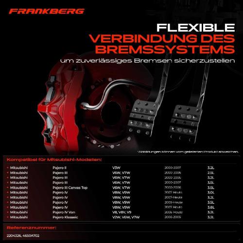 1x Bremsschlauch Bremsschläuche Vorderachse Links oder Rechts für Mitsubishi Pajero III V6W V7W V8W Bild 1x Bremsschlauch Bremsschläuche Vorderachse Links oder Rechts für Mitsubishi Pajero III V6W V7W V8W