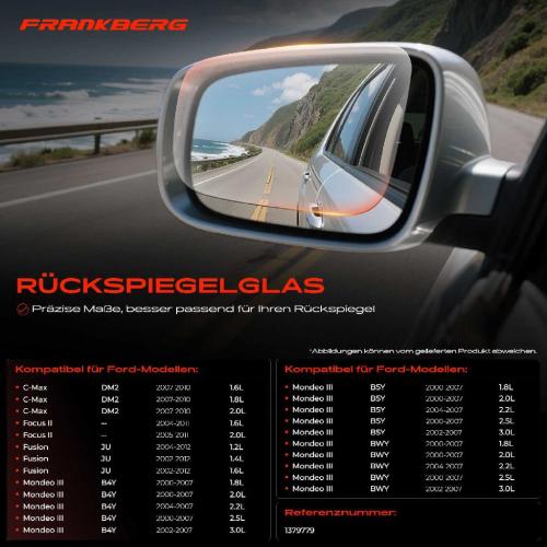 1x Spiegelglas Außenspiegel links für Ford C-Max Fiesta V Van C-Max II Kasten/Kombi Stufenheck Bild 1x Spiegelglas Außenspiegel links für Ford C-Max Fiesta V Van C-Max II Kasten/Kombi Stufenheck