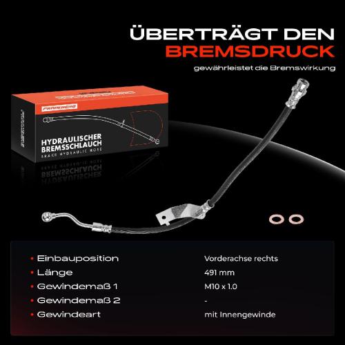 Frankberg 1x Bremsschlauch Bremsschläuche Vorderachse Rechts für KIA Rio III Stufenheck UB 1.2L 2011-2017 Bild Frankberg 1x Bremsschlauch Bremsschläuche Vorderachse Rechts für KIA Rio III Stufenheck UB 1.2L 2011-2017