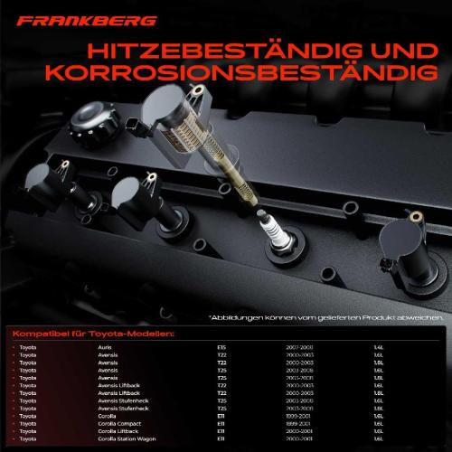 Frankberg 4x Zündspule Zündkerze für Toyota Auris Avensis Liftback Stufenheck Corolla Compact Station Wagon Bild Frankberg 4x Zündspule Zündkerze für Toyota Auris Avensis Liftback Stufenheck Corolla Compact Station Wagon