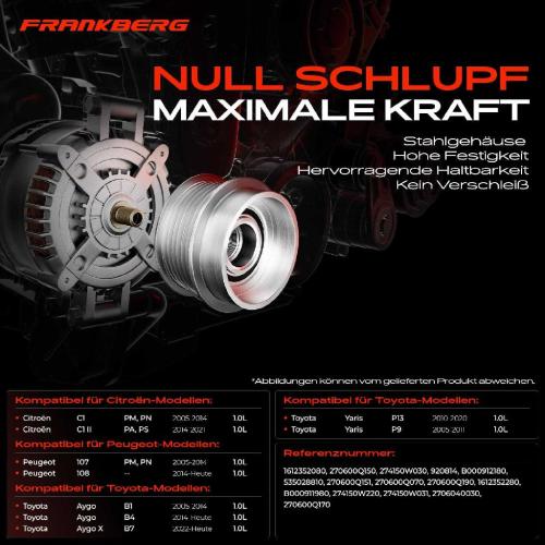 1x Generatorfreilauf Lichtmaschine für Citroën C1 Toyota Aygo Yaris Peugeot 1.0L Bild 1x Generatorfreilauf Lichtmaschine für Citroën C1 Toyota Aygo Yaris Peugeot 1.0L