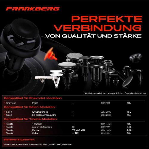 Frankberg 20x Befestigungsclips Motorhaubendichtung für Toyota 4 Runner C-HR Camry Celica Bild Frankberg 20x Befestigungsclips Motorhaubendichtung für Toyota 4 Runner C-HR Camry Celica