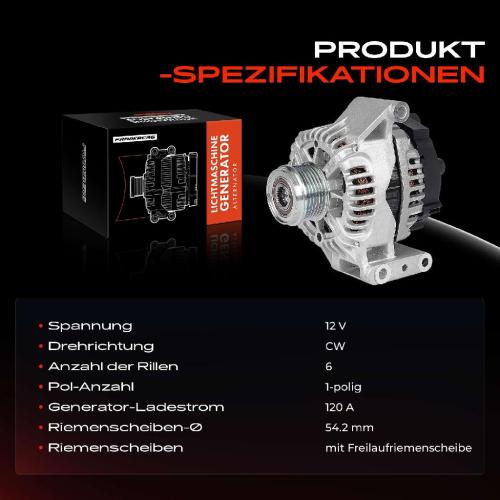 Frankberg 1x Lichtmaschine Generator für Alfa Romeo Mito Citroën Nemo Fiat 500 Lancia Peugeot Bild Frankberg 1x Lichtmaschine Generator für Alfa Romeo Mito Citroën Nemo Fiat 500 Lancia Peugeot