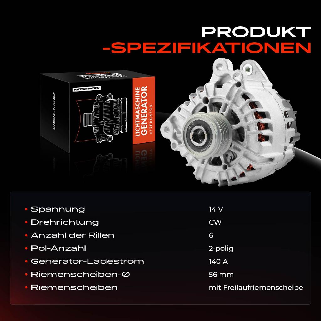 1x Lichtmaschine Generator für Audi A4 8K2 B8 8KH 8K5 A5 8T3 8F7 8TA Q5 8RB