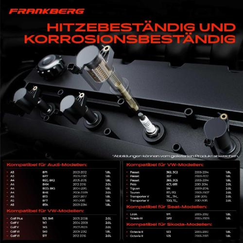 Frankberg 5x Zündmodul Zündspule für VW Golf Plus V Variant VI Polo Passat Sharan Tiguan Touareg Touran Transporter Bus Bild Frankberg 5x Zündmodul Zündspule für VW Golf Plus V Variant VI Polo Passat Sharan Tiguan Touareg Touran Transporter Bus