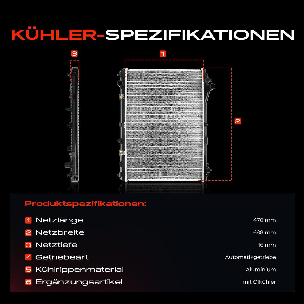 1x Kühler Wasserkühler Motorkühler für Suzuki Grand Vitara II 2.0L 2.4L Bj ab 2005