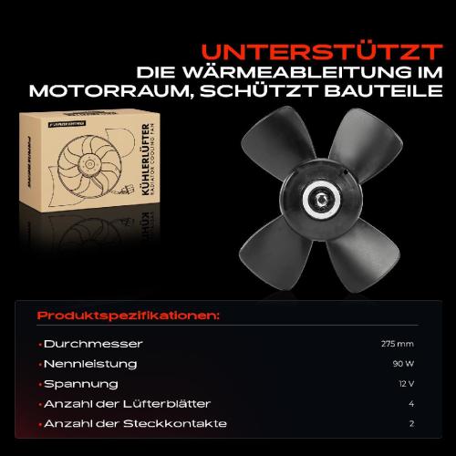 Frankberg 1x Motorkühller Einfachlüfter ohne Kühlerlüfterrahmen VW Transporter IV Passat Audi 100 80 Coupe Bild Frankberg 1x Motorkühller Einfachlüfter ohne Kühlerlüfterrahmen VW Transporter IV Passat Audi 100 80 Coupe