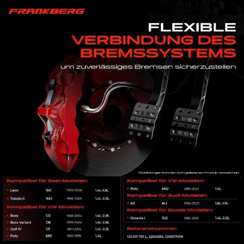 Frankberg 2x Bremsschlauch Bremsschl uche Vorderachse Links oder Rechts f r VW Golf 4 Bora Audi A3 Seat Leon Toledo Skoda Octavia Bild Frankberg 2x Bremsschlauch Bremsschl uche Vorderachse Links oder Rechts f r VW Golf 4 Bora Audi A3 Seat Leon Toledo Skoda Octavia