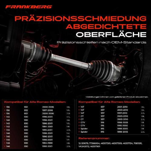 Frankberg 1x Antriebswelle Gelenksatz Vorderachse für Alfa Romeo 145 146 Fiat Punto Marea Lancia Bild Frankberg 1x Antriebswelle Gelenksatz Vorderachse für Alfa Romeo 145 146 Fiat Punto Marea Lancia