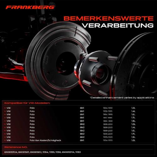 Frankberg 4x Ankerblech Bremsscheibe Vorne und Hinten für VW Polo 6N1 6N2 1.4L 1.6L 1994-2001 Bild Frankberg 4x Ankerblech Bremsscheibe Vorne und Hinten für VW Polo 6N1 6N2 1.4L 1.6L 1994-2001