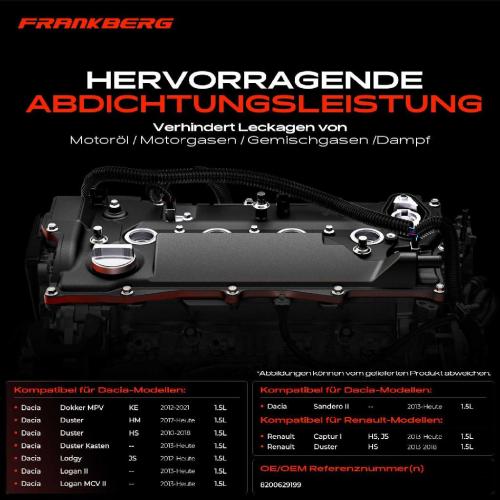 Frankberg 1x Ventildeckel Zylinderkopfhaube für Dacia Dokker Duster Renault Clio Megane III Bild Frankberg 1x Ventildeckel Zylinderkopfhaube für Dacia Dokker Duster Renault Clio Megane III