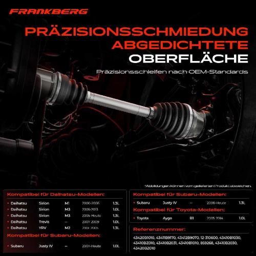 Frankberg 1x Antriebswelle Gelenksatz Vorderachse für Daihatsu Cuore Sirion Trevis YRV Subaru Justy Bild Frankberg 1x Antriebswelle Gelenksatz Vorderachse für Daihatsu Cuore Sirion Trevis YRV Subaru Justy