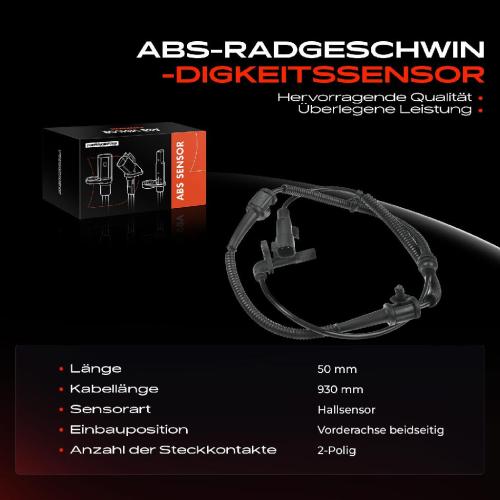 Frankberg 1x ABS Sensor Vorderachse beidseitig für Opel Astra J GTC Cascada 1.4L 1.6L 1.7L 1.8L 2.0L 2011-2019 Bild Frankberg 1x ABS Sensor Vorderachse beidseitig für Opel Astra J GTC Cascada 1.4L 1.6L 1.7L 1.8L 2.0L 2011-2019