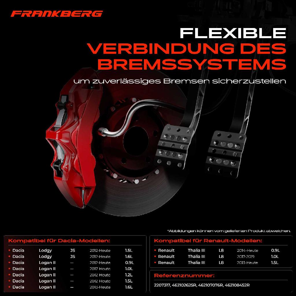 2x Bremsschlauch Bremsschläuche Vorderachse Links oder Rechts für Dacia Duster Sandero II Dokker Renault