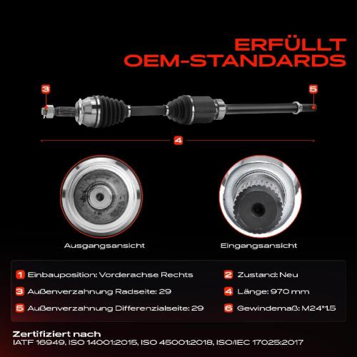1x Antriebswelle Vorderachse Rechts für Nissan Qashqai 2 Renault Kadjar Bild 1x Antriebswelle Vorderachse Rechts für Nissan Qashqai 2 Renault Kadjar