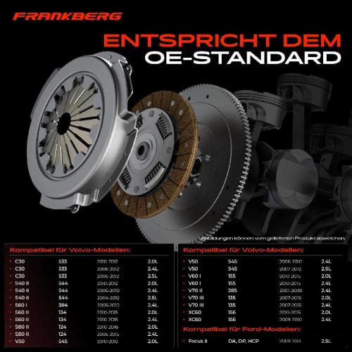 Frankberg 1x Kupplungssatz für Ford Focus II Volvo C30 C70 Cabriolet S40 S60 I S80 V40 Schrägheck V50 V60 V70 III Bild Frankberg 1x Kupplungssatz für Ford Focus II Volvo C30 C70 Cabriolet S40 S60 I S80 V40 Schrägheck V50 V60 V70 III