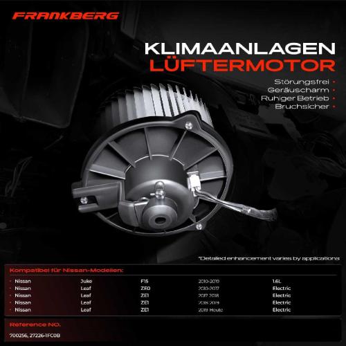 Frankberg 1x Gebläsemotor Innenraumgebläse für Nissan Leaf ZE0 ZE1 Juke F15 Elektro Bild Frankberg 1x Gebläsemotor Innenraumgebläse für Nissan Leaf ZE0 ZE1 Juke F15 Elektro