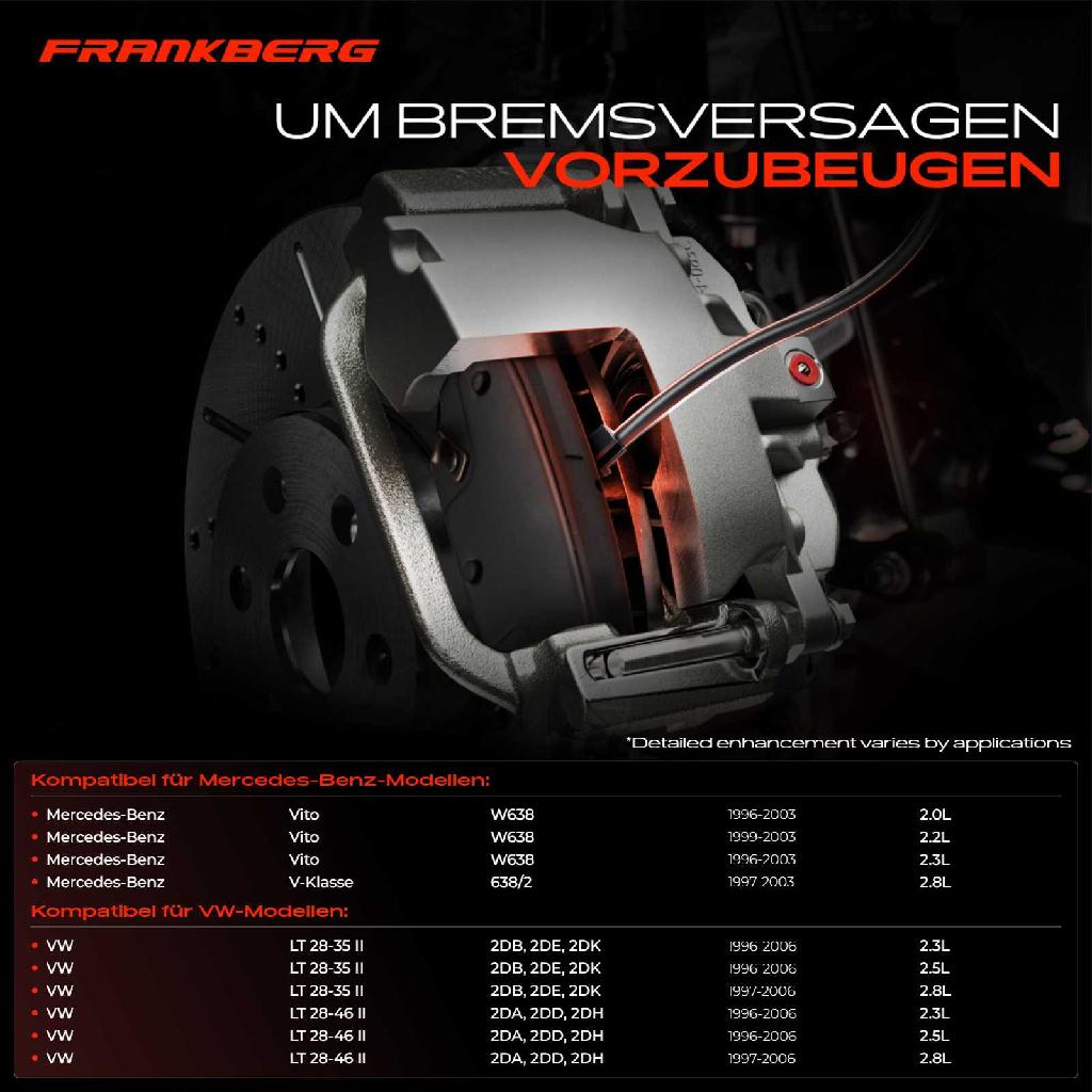 4x Warnkontakt Bremsbelagverschleiß Vorderachse für VW LT 28-35 II 2D Mercedes-Benz Sprinter 2-T B901 B902