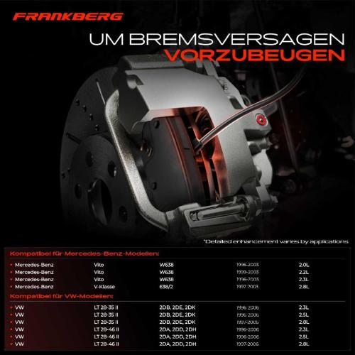 Frankberg 4x Warnkontakt Bremsbelagverschleiß Vorderachse für VW LT 28-35 II 2D Mercedes-Benz Sprinter 2-T B901 B902 Bild Frankberg 4x Warnkontakt Bremsbelagverschleiß Vorderachse für VW LT 28-35 II 2D Mercedes-Benz Sprinter 2-T B901 B902