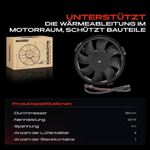 Frankberg 1x Motorkühller Einfachlüfter mit Kühlerlüfterrahmen VW Passat 3B Sharan Audi A4 B5 A6 A8 Ford Bild Frankberg 1x Motorkühller Einfachlüfter mit Kühlerlüfterrahmen VW Passat 3B Sharan Audi A4 B5 A6 A8 Ford