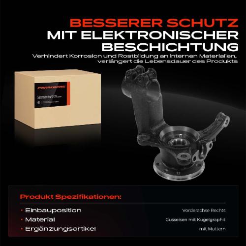 1x Achsschenkel Radlagergehäuse Komplett Vorderachse Rechts für VW Transporter V Kasten Pritsche/Fahrgestell Bild 1x Achsschenkel Radlagergehäuse Komplett Vorderachse Rechts für VW Transporter V Kasten Pritsche/Fahrgestell