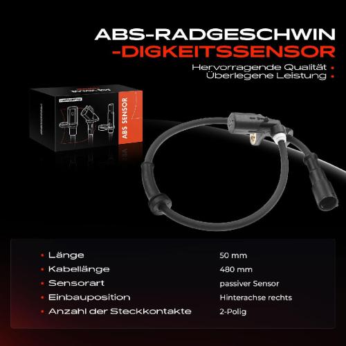 1x ABS Sensor Hinterachse rechts für Renault Twingo I C06 1.2L 1998-2002 Bild 1x ABS Sensor Hinterachse rechts für Renault Twingo I C06 1.2L 1998-2002