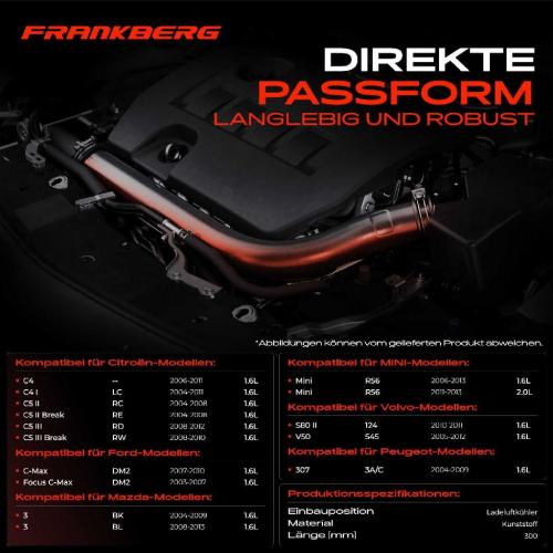 Frankberg 1x Kühlerschlauch Turboschlauch für MINI Mini R56 Mini Clubman R55 Peugeot 307 3A/C 307 Break 3E 307 SW 3H Bild Frankberg 1x Kühlerschlauch Turboschlauch für MINI Mini R56 Mini Clubman R55 Peugeot 307 3A/C 307 Break 3E 307 SW 3H