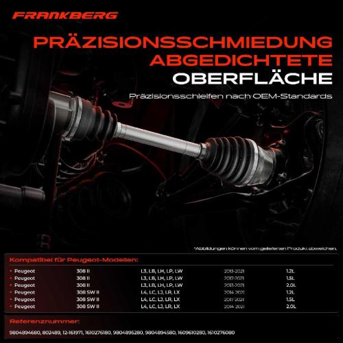 1x Antriebswelle Gelenksatz Vorderachse für Peugeot 308 II L3 LB LH LP 308 SW II Bild 1x Antriebswelle Gelenksatz Vorderachse für Peugeot 308 II L3 LB LH LP 308 SW II