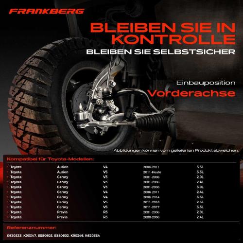 Frankberg 1x Querlenker Satz Vorderachse für Toyota Aurion Camry Stufenheck Previa 3.5L 2.0L 2.4L 3.0L 2.5L Bj ab 2000 Bild Frankberg 1x Querlenker Satz Vorderachse für Toyota Aurion Camry Stufenheck Previa 3.5L 2.0L 2.4L 3.0L 2.5L Bj ab 2000