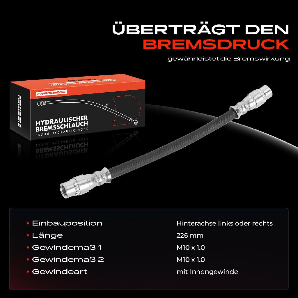 2x Bremsschlauch Bremsschläuche Hinterachse Links oder Rechts für Peugeot 206 Opel Vivaro Renault Fiat