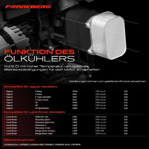 1x Ölkühler Motoröl für Land Rover Discovery Range Rover Jaguar E-Pace XF XE Bild 1x Ölkühler Motoröl für Land Rover Discovery Range Rover Jaguar E-Pace XF XE