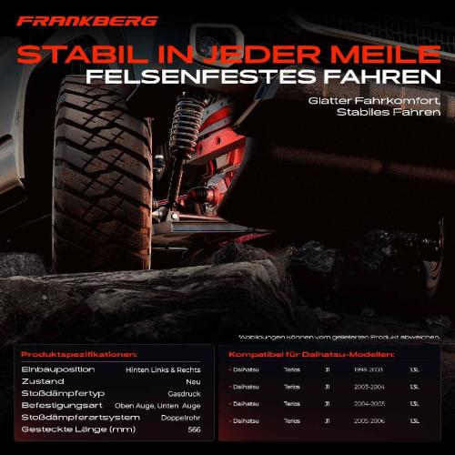 2x Stoßdämpfer Hinterachse für Daihatsu Terios J1 1.3L 1998-2006 Bild 2x Stoßdämpfer Hinterachse für Daihatsu Terios J1 1.3L 1998-2006