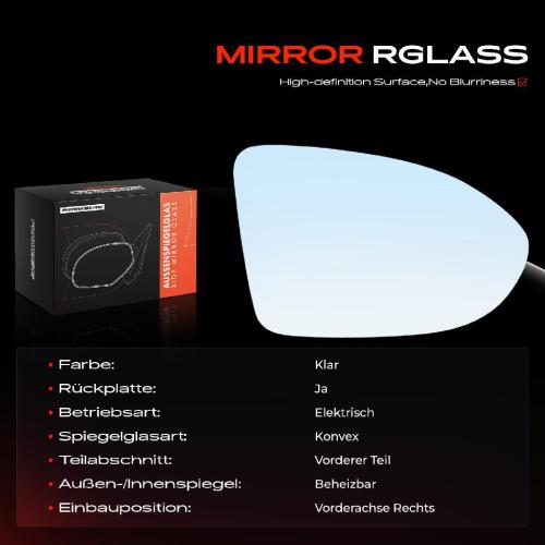 1x Spiegelglas Außenspiegel rechts für VW Golf VIII Variant CG5 DB5 ID.3 E11 E12 Bild 1x Spiegelglas Außenspiegel rechts für VW Golf VIII Variant CG5 DB5 ID.3 E11 E12