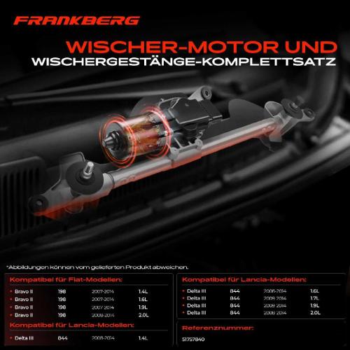 Frankberg 1x Wischerarm Scheibenwischer Vorne für Lancia Delta III Fiat Bravo II 1.4L Bild Frankberg 1x Wischerarm Scheibenwischer Vorne für Lancia Delta III Fiat Bravo II 1.4L