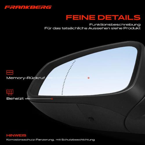 Frankberg 1x Außenspiegel Links für Renault Laguna III Grandtour BT0/1 KT0/1 2007-2015 Bild Frankberg 1x Außenspiegel Links für Renault Laguna III Grandtour BT0/1 KT0/1 2007-2015