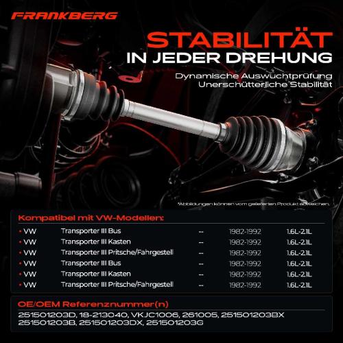 Frankberg 1x Antriebswelle Hinterachse für VW Transporter T3 Bus 1982-1992 Bild Frankberg 1x Antriebswelle Hinterachse für VW Transporter T3 Bus 1982-1992