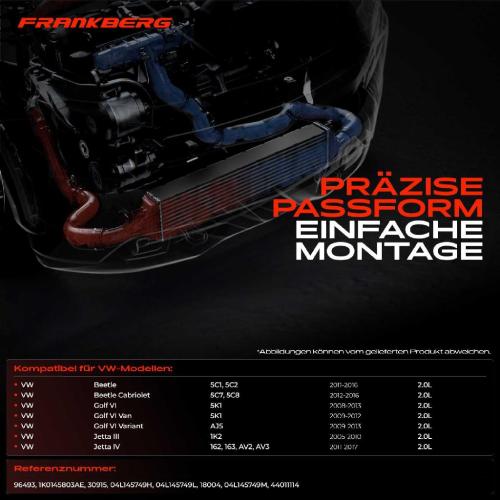 Frankberg 1x Ladeluftkühler Turbokühler für VW Golf VI 5K AJ Beetle 5C Jetta 3 4 2.0L Bild Frankberg 1x Ladeluftkühler Turbokühler für VW Golf VI 5K AJ Beetle 5C Jetta 3 4 2.0L