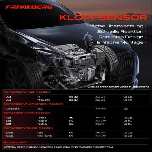 Frankberg 1x Klopfsensor Klopfgeber für Audi A1 8X A3 8L 8P 8V A4 8E A5 A6 A7 A8 Q2 Q3 Q7 TT Bild Frankberg 1x Klopfsensor Klopfgeber für Audi A1 8X A3 8L 8P 8V A4 8E A5 A6 A7 A8 Q2 Q3 Q7 TT