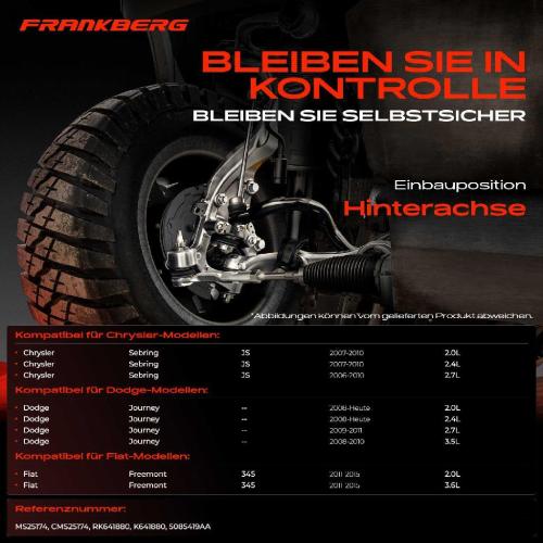 Frankberg 1x Koppelstange Hinterachse für Chrysler Sebring Cabriolet Dodge Journey Fiat Freemont Bj ab 2006 Bild Frankberg 1x Koppelstange Hinterachse für Chrysler Sebring Cabriolet Dodge Journey Fiat Freemont Bj ab 2006