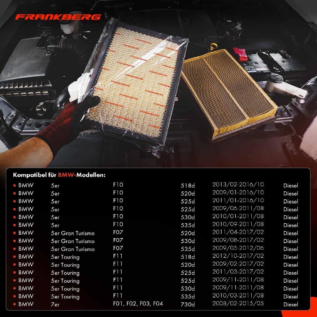 1x Luftfilter Filtereinsatz für BMW 5er F10 F07 F11 518d-535d 7er F01 F02 F03 F04 730d 740d