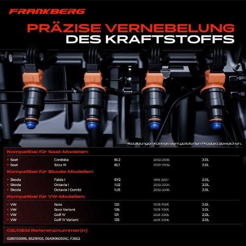 4x Einspritzventil Einspritzdüse für VW Golf 4 Multivan V 2.0L Bild 4x Einspritzventil Einspritzdüse für VW Golf 4 Multivan V 2.0L