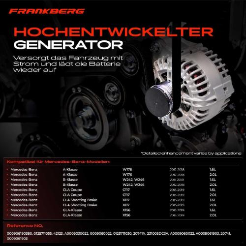 1x Lichtmaschine Generator für Mercedes-Benz W176 W242 W246 C117 X117 X156 Bild 1x Lichtmaschine Generator für Mercedes-Benz W176 W242 W246 C117 X117 X156