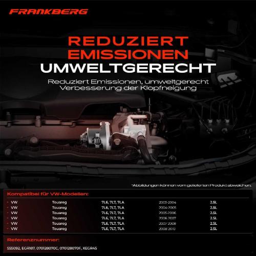 Frankberg 1x AGR-Ventil Abgasrückführungsventil für VW Touareg 7L6 7L7 7LA 2.5L 2003-2010 Bild Frankberg 1x AGR-Ventil Abgasrückführungsventil für VW Touareg 7L6 7L7 7LA 2.5L 2003-2010