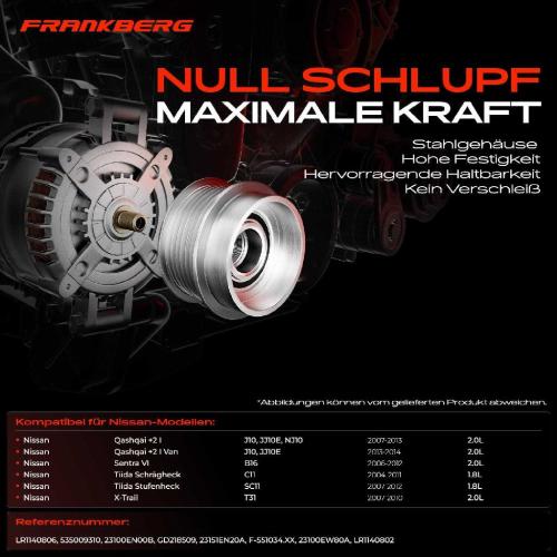 1x Generatorfreilauf Lichtmaschine für Nissan Qashqai I X-Trail Tiida Sentra VI Bild 1x Generatorfreilauf Lichtmaschine für Nissan Qashqai I X-Trail Tiida Sentra VI